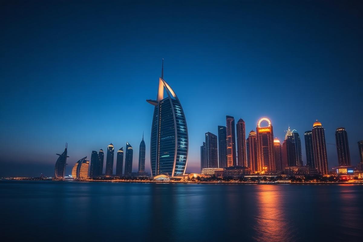 Dubai skyline at blue hour