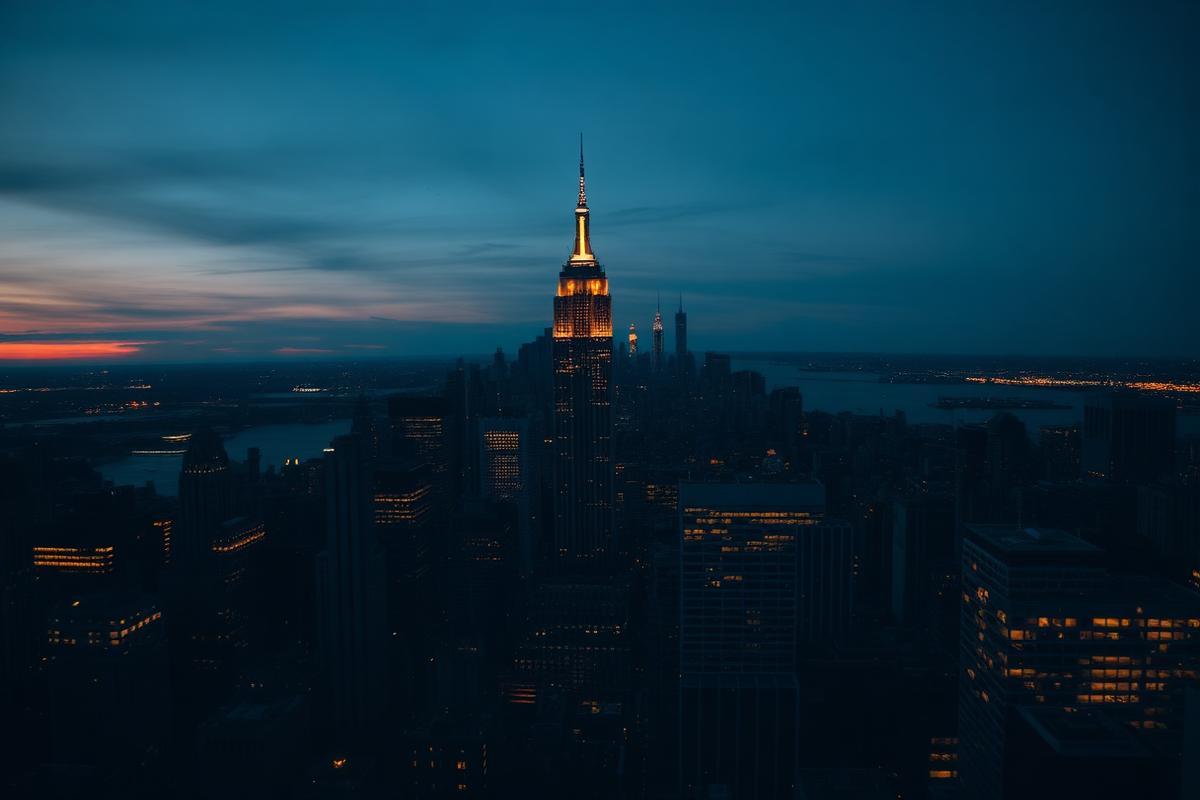 New York skyline at dusk